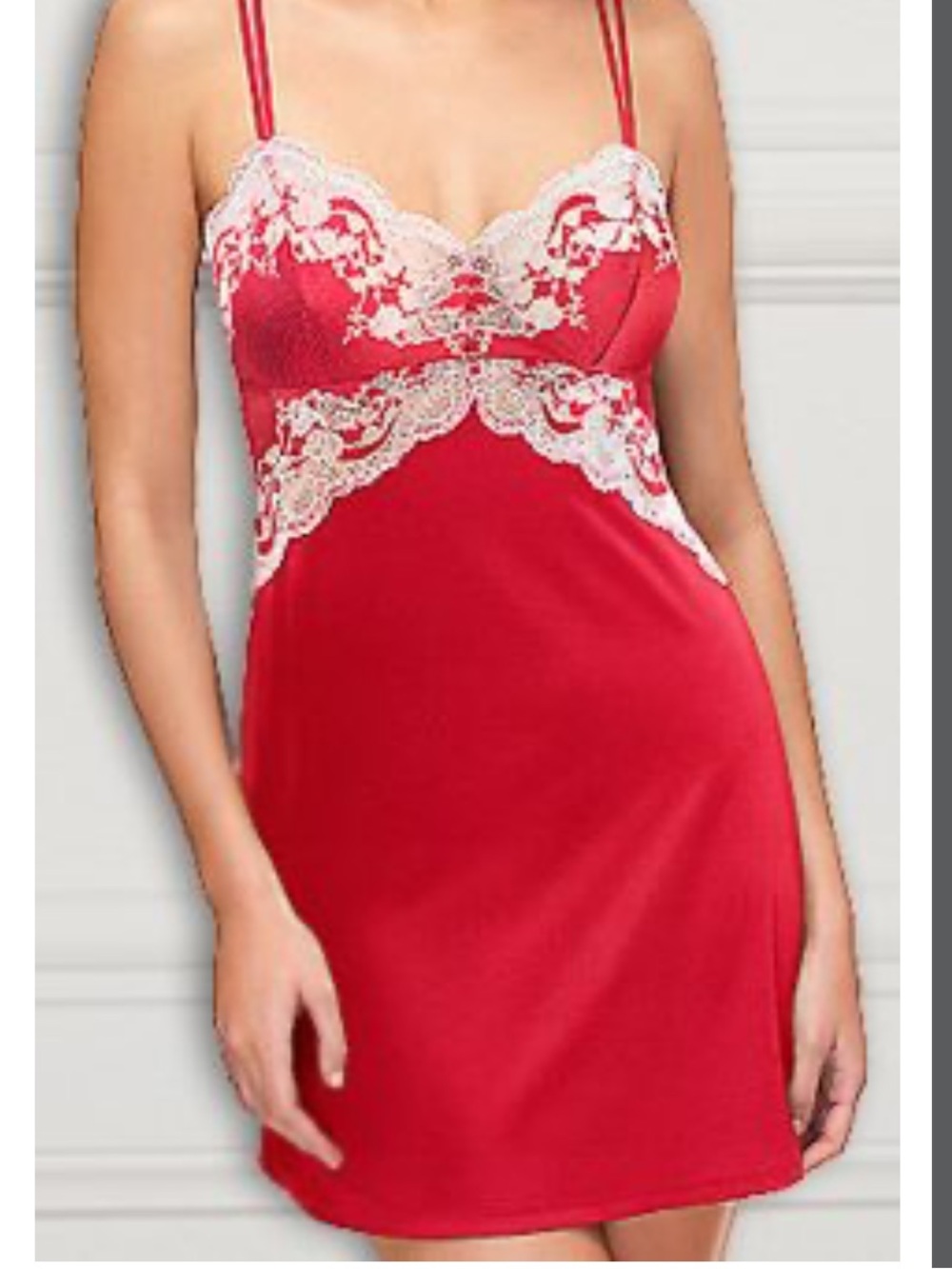 Wacoal Chemise Slip Dress Womens Large Red Lace Affair Romantic